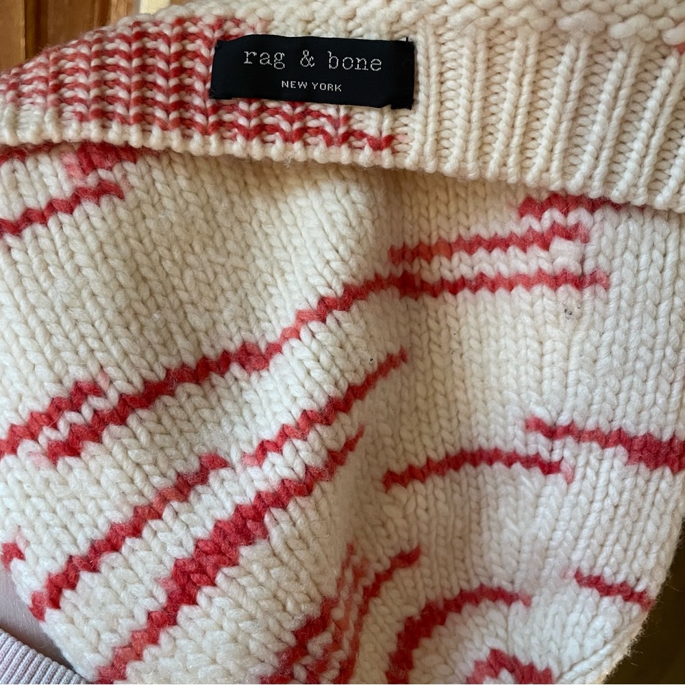 rag & bone cream and soft red beanie